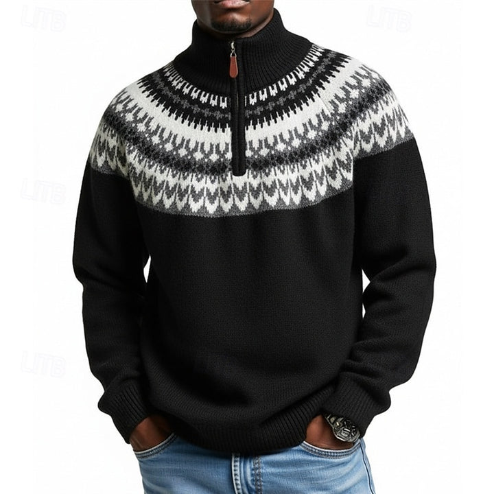 Magnus | Patterned Quarter-Zip Sweater