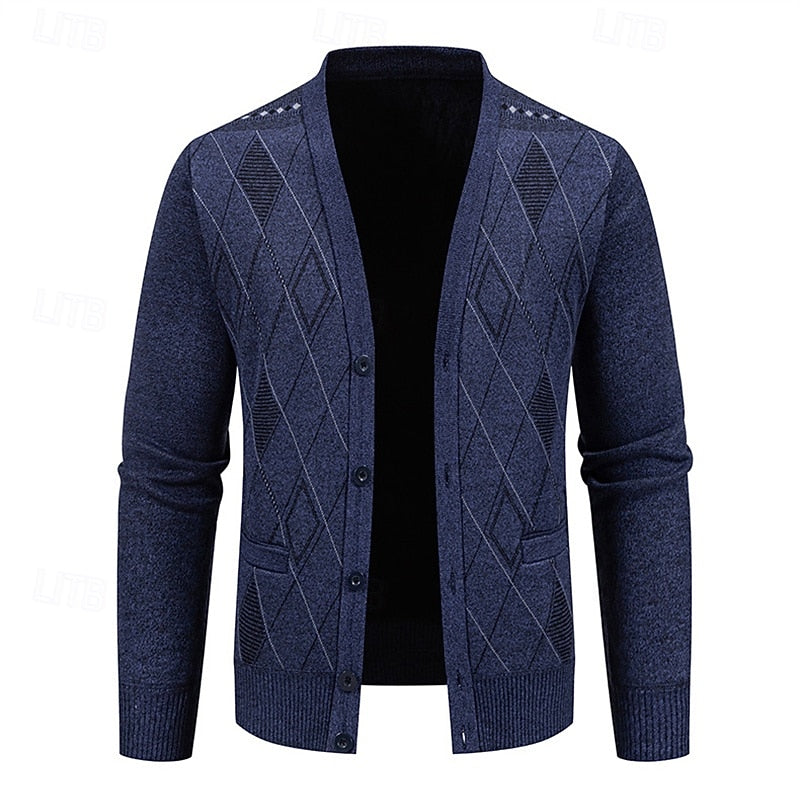 Duncan | Refined Argyle Button-Up Cardigan