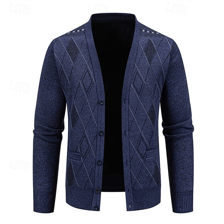 Duncan | Refined Argyle Button-Up Cardigan