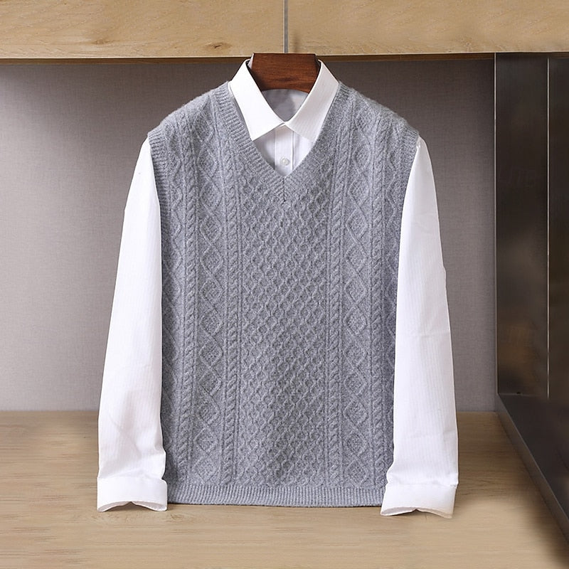 Nigel | Cable-Knit V-Neck Sweater Vest