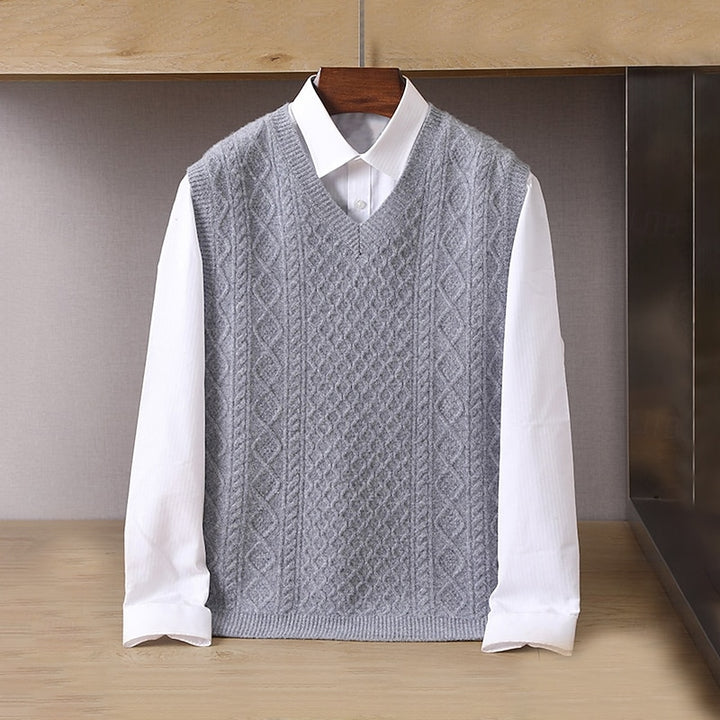 Nigel | Cable-Knit V-Neck Sweater Vest