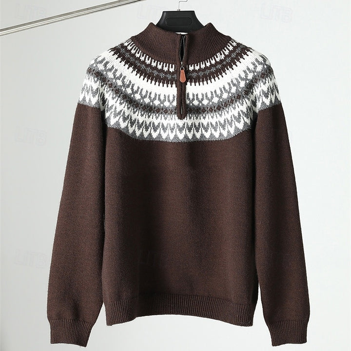 Magnus | Patterned Quarter-Zip Sweater